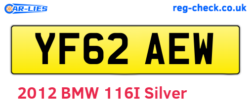YF62AEW are the vehicle registration plates.