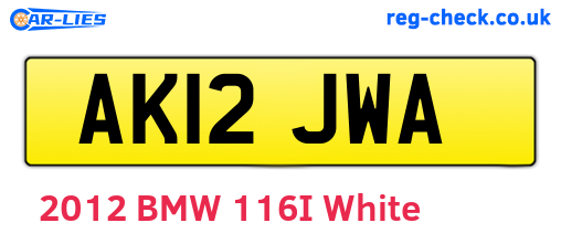 AK12JWA are the vehicle registration plates.