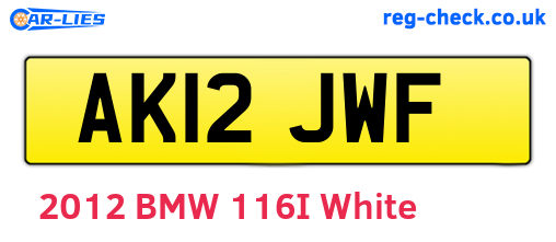 AK12JWF are the vehicle registration plates.