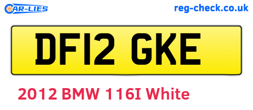 DF12GKE are the vehicle registration plates.