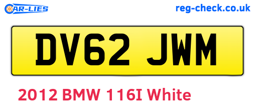 DV62JWM are the vehicle registration plates.
