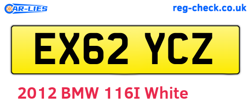 EX62YCZ are the vehicle registration plates.