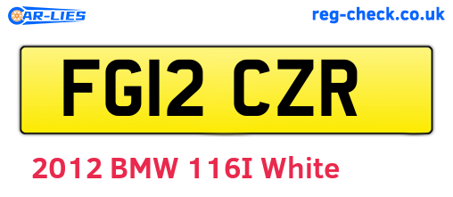 FG12CZR are the vehicle registration plates.