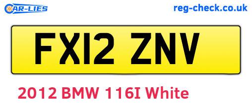 FX12ZNV are the vehicle registration plates.