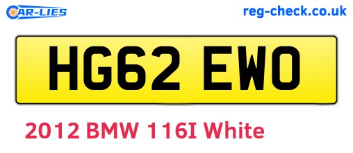 HG62EWO are the vehicle registration plates.
