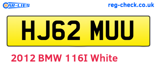 HJ62MUU are the vehicle registration plates.