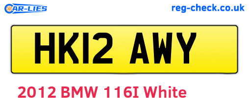 HK12AWY are the vehicle registration plates.