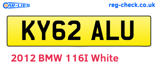 KY62ALU are the vehicle registration plates.