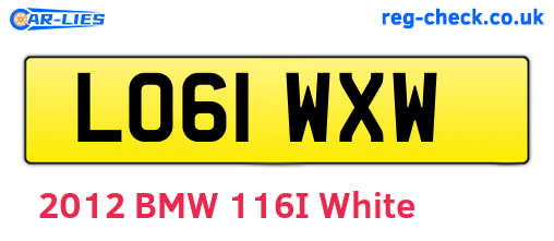 LO61WXW are the vehicle registration plates.