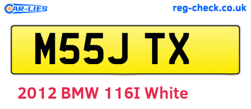 M55JTX are the vehicle registration plates.