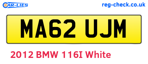 MA62UJM are the vehicle registration plates.