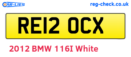 RE12OCX are the vehicle registration plates.