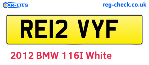 RE12VYF are the vehicle registration plates.