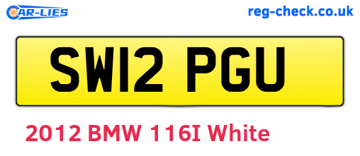 SW12PGU are the vehicle registration plates.