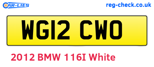 WG12CWO are the vehicle registration plates.