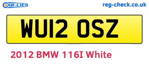 WU12OSZ are the vehicle registration plates.