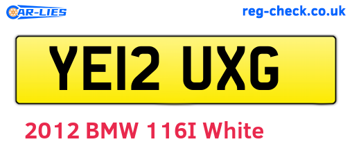 YE12UXG are the vehicle registration plates.