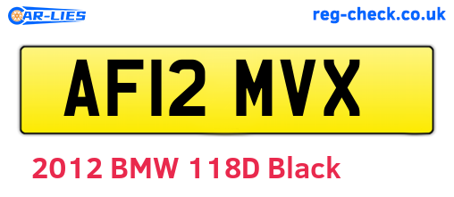 AF12MVX are the vehicle registration plates.