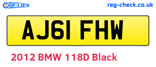 AJ61FHW are the vehicle registration plates.