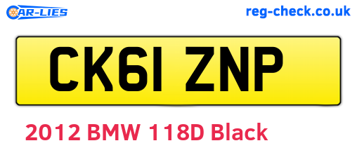 CK61ZNP are the vehicle registration plates.