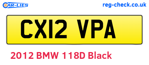 CX12VPA are the vehicle registration plates.