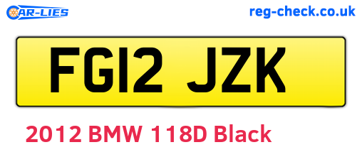 FG12JZK are the vehicle registration plates.