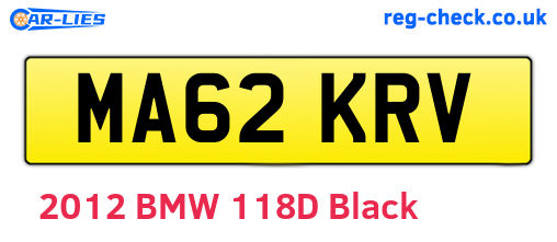 MA62KRV are the vehicle registration plates.