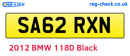 SA62RXN are the vehicle registration plates.