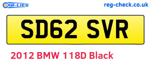 SD62SVR are the vehicle registration plates.