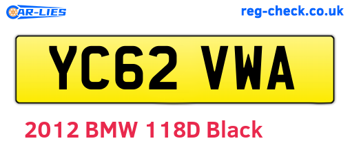 YC62VWA are the vehicle registration plates.