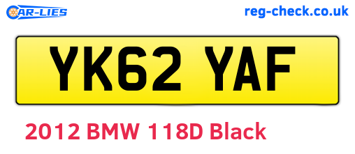 YK62YAF are the vehicle registration plates.