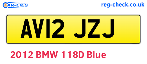 AV12JZJ are the vehicle registration plates.