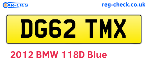 DG62TMX are the vehicle registration plates.