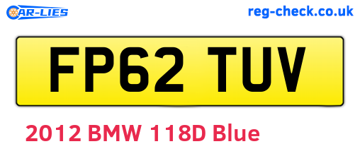 FP62TUV are the vehicle registration plates.