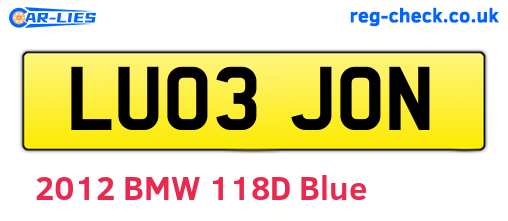 LU03JON are the vehicle registration plates.