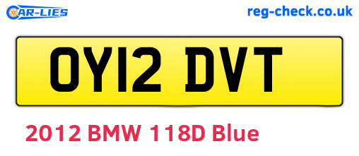 OY12DVT are the vehicle registration plates.