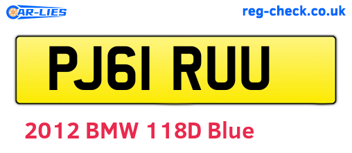 PJ61RUU are the vehicle registration plates.