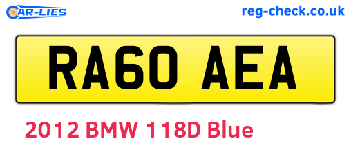 RA60AEA are the vehicle registration plates.
