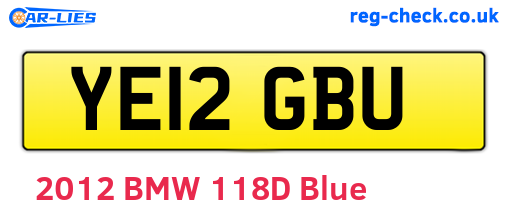 YE12GBU are the vehicle registration plates.