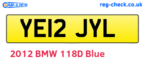 YE12JYL are the vehicle registration plates.