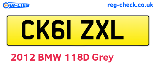 CK61ZXL are the vehicle registration plates.