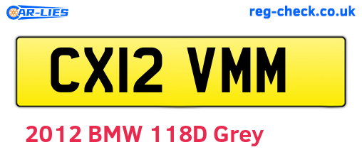 CX12VMM are the vehicle registration plates.