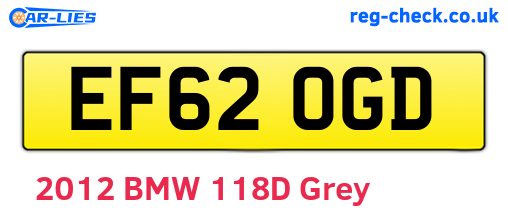 EF62OGD are the vehicle registration plates.
