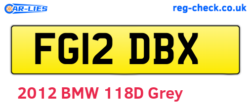 FG12DBX are the vehicle registration plates.