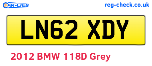 LN62XDY are the vehicle registration plates.