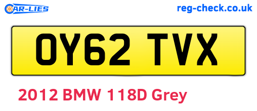 OY62TVX are the vehicle registration plates.