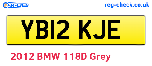 YB12KJE are the vehicle registration plates.