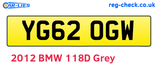 YG62OGW are the vehicle registration plates.