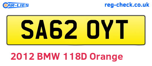 SA62OYT are the vehicle registration plates.