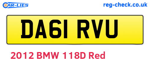 DA61RVU are the vehicle registration plates.